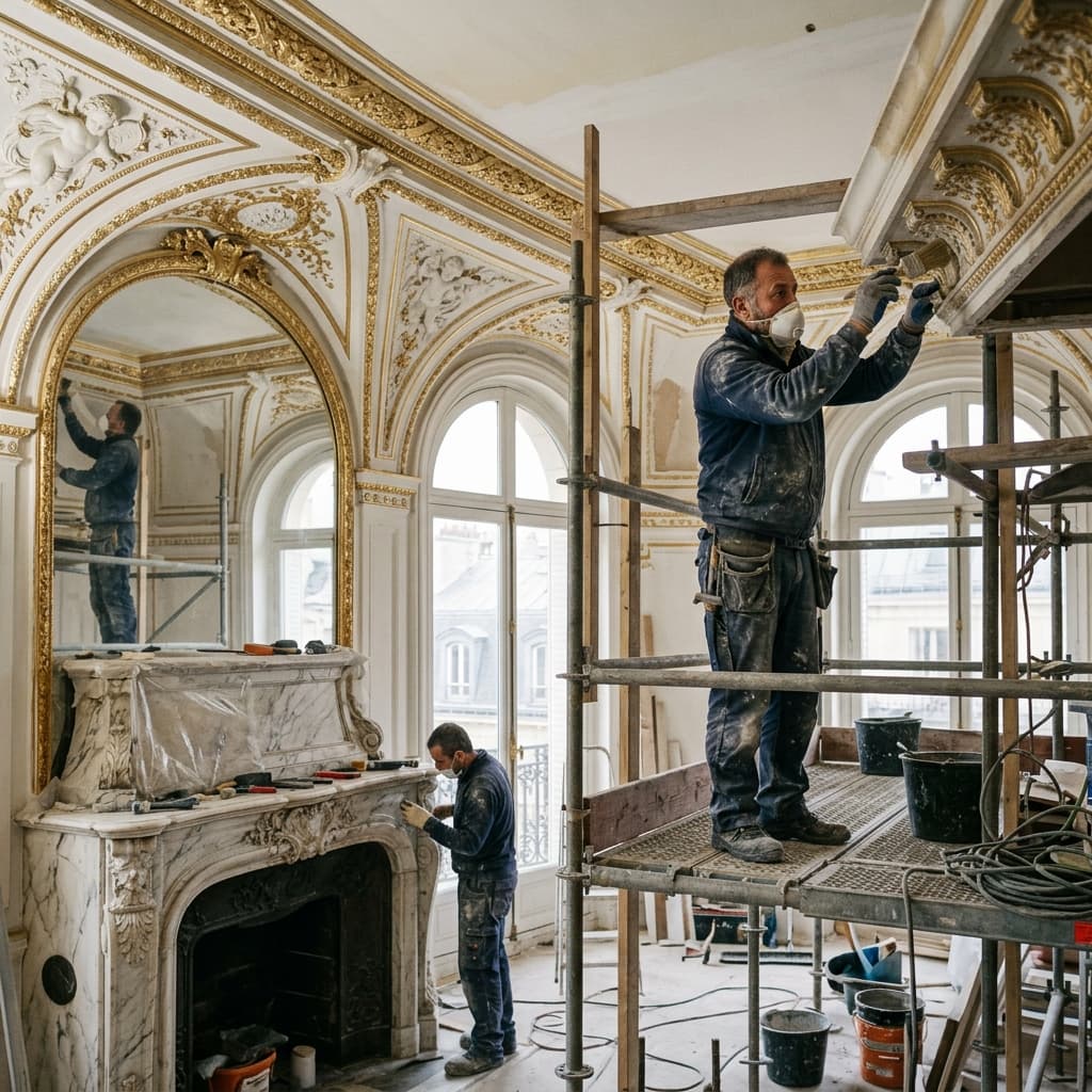 Salon de prestige rénové par LUPOQ Rénovation à Paris 8e